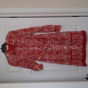 Tory Burch 8 Button down White Orange Dress